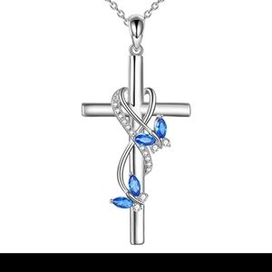 COPY - Angel Wings Blue Cross Cross Necklace  Calvicle Chain